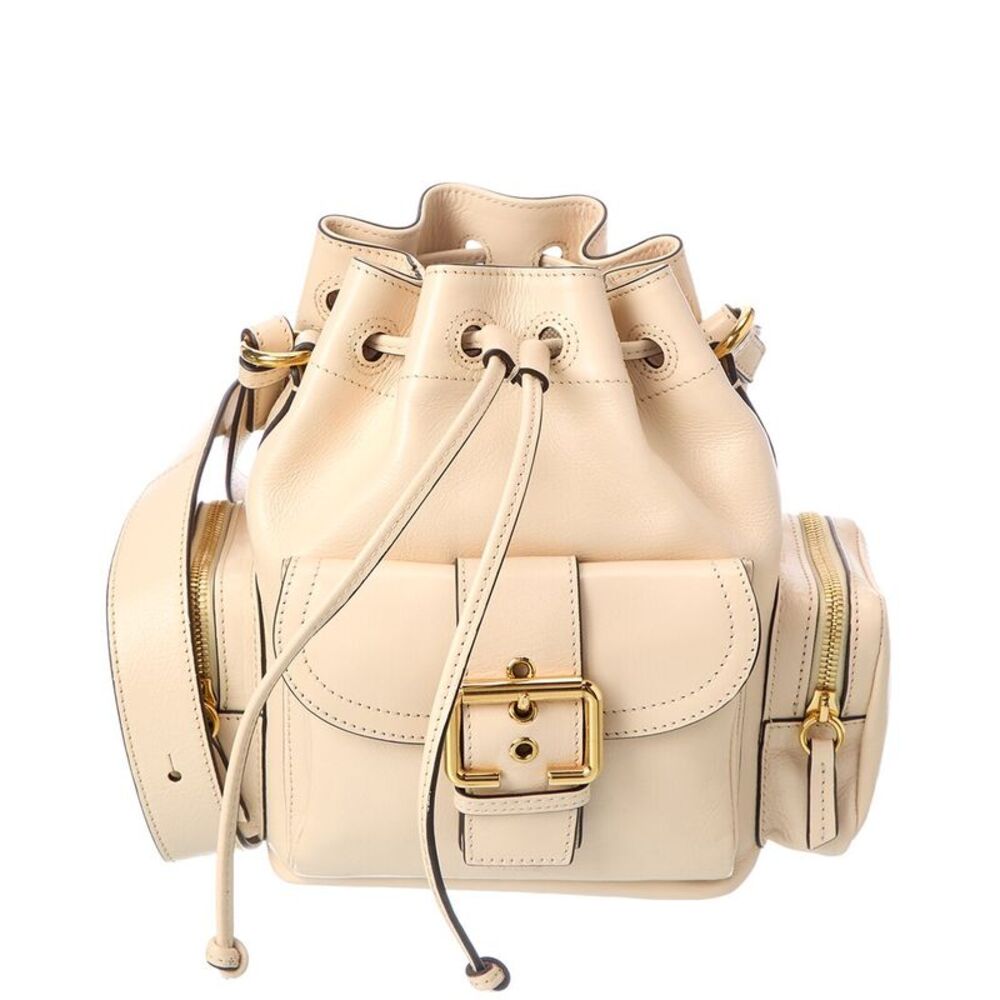 Chloé Leather Bucket Bag, Beige